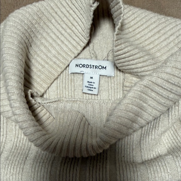 Cream Ribbed Turtleneck Sweater - Picture 2 of 3